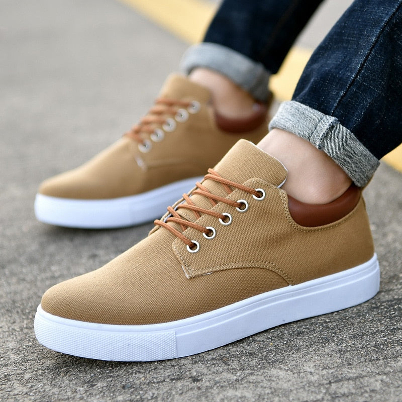 Canvas Sneakers for Men | White Outsole and Lace-Up Design