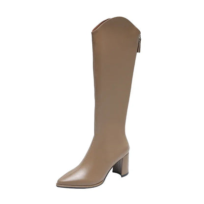 Women’s High-Rise Boots | Knee-High with Block Heel