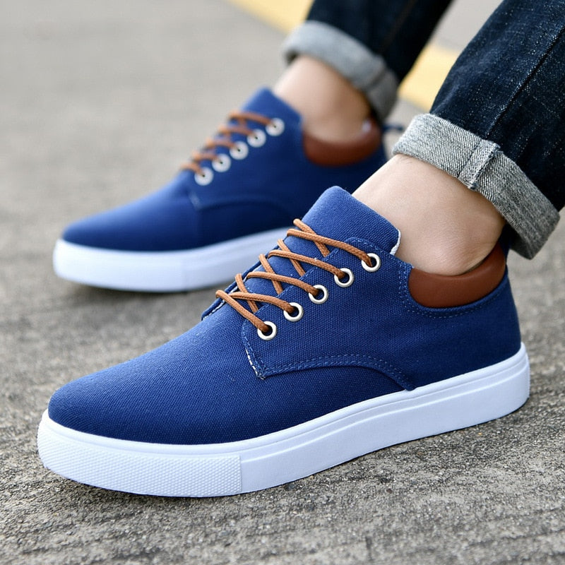 Canvas Sneakers for Men | White Outsole and Lace-Up Design
