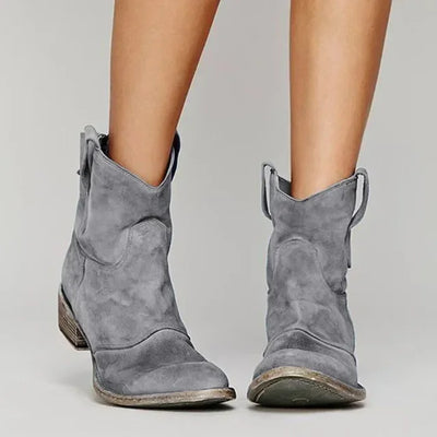 Women’s Cowboy Ankle Boots - Pull-On Design and Side Tabs