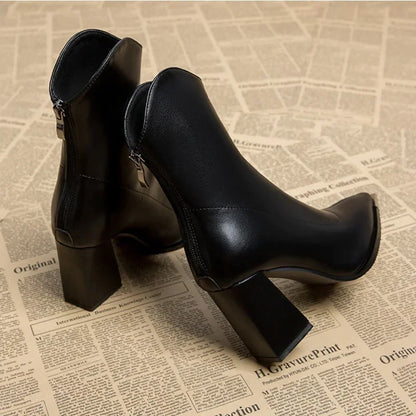 Women’s Pointed-Toe Block Heel Boots | Structured Design