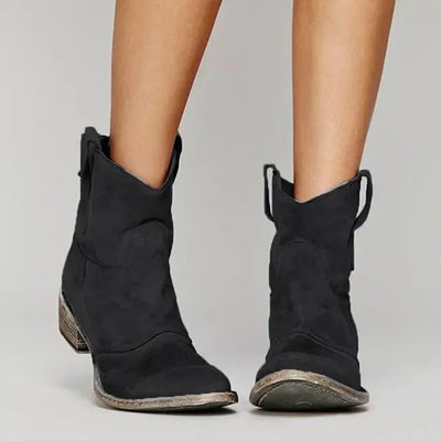 Women’s Cowboy Ankle Boots - Pull-On Design and Side Tabs