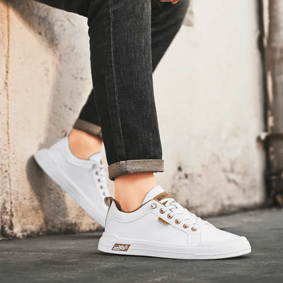 Men’s Low Top Sneakers - Lace-Up Design and Defined Stitching