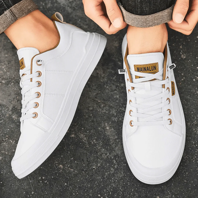Men’s Low Top Sneakers - Lace-Up Design and Defined Stitching