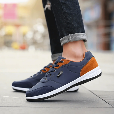 Men’s Low Top Sneakers - Lace-Up Design and Layered Outsole