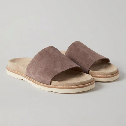 Suede Leather Slippers Men – Open Toe Breathable Summer Slip-On Sandals