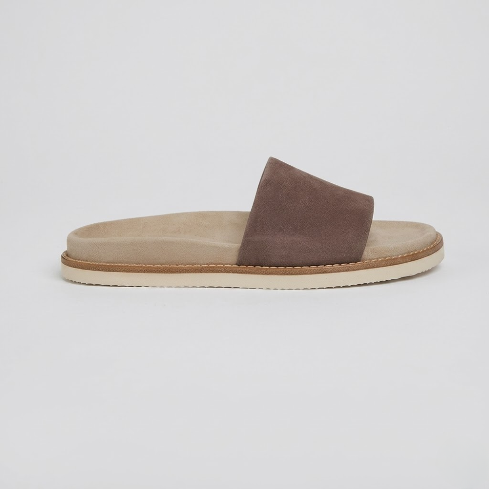 Suede Leather Slippers Men – Open Toe Breathable Summer Slip-On Sandals