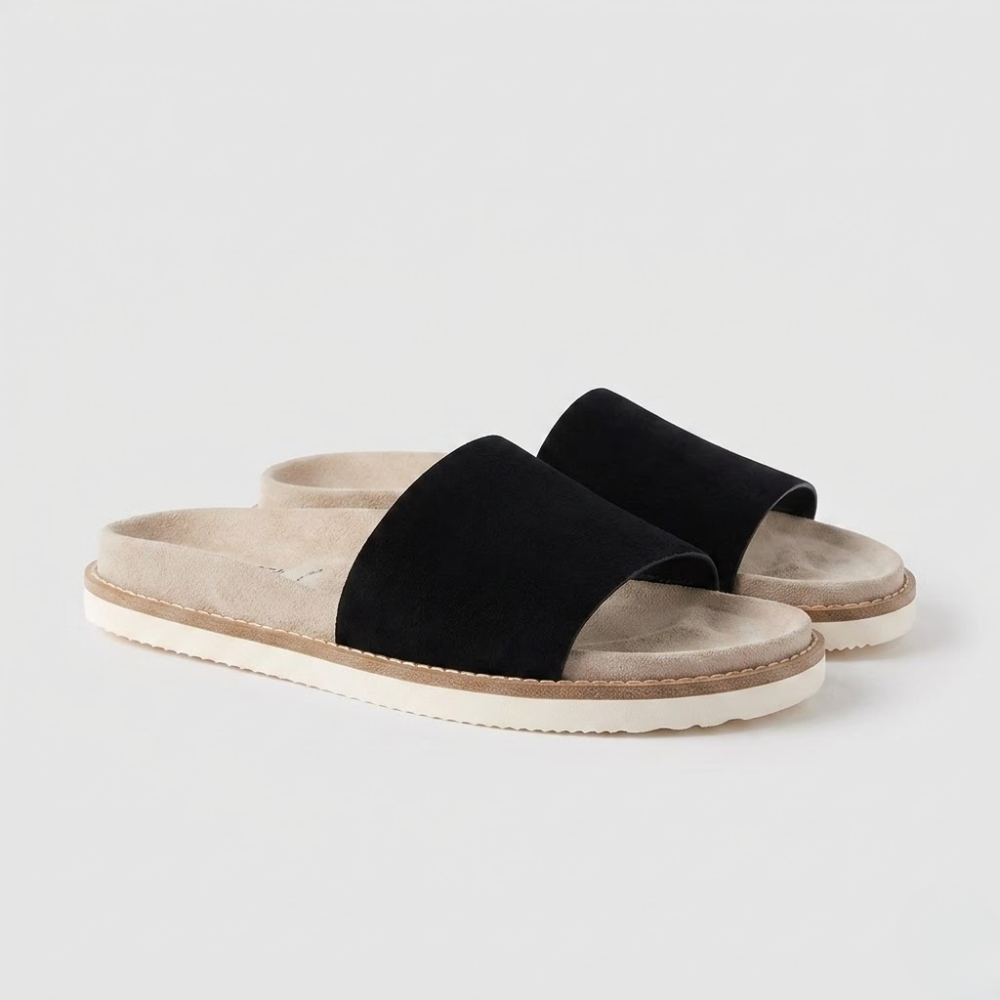 Suede Leather Slippers Men – Open Toe Breathable Summer Slip-On Sandals