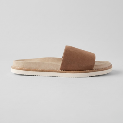 Suede Leather Slippers Men – Open Toe Breathable Summer Slip-On Sandals