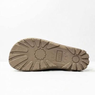 UGG Chloe Fluffy Leather Scuff Slippers