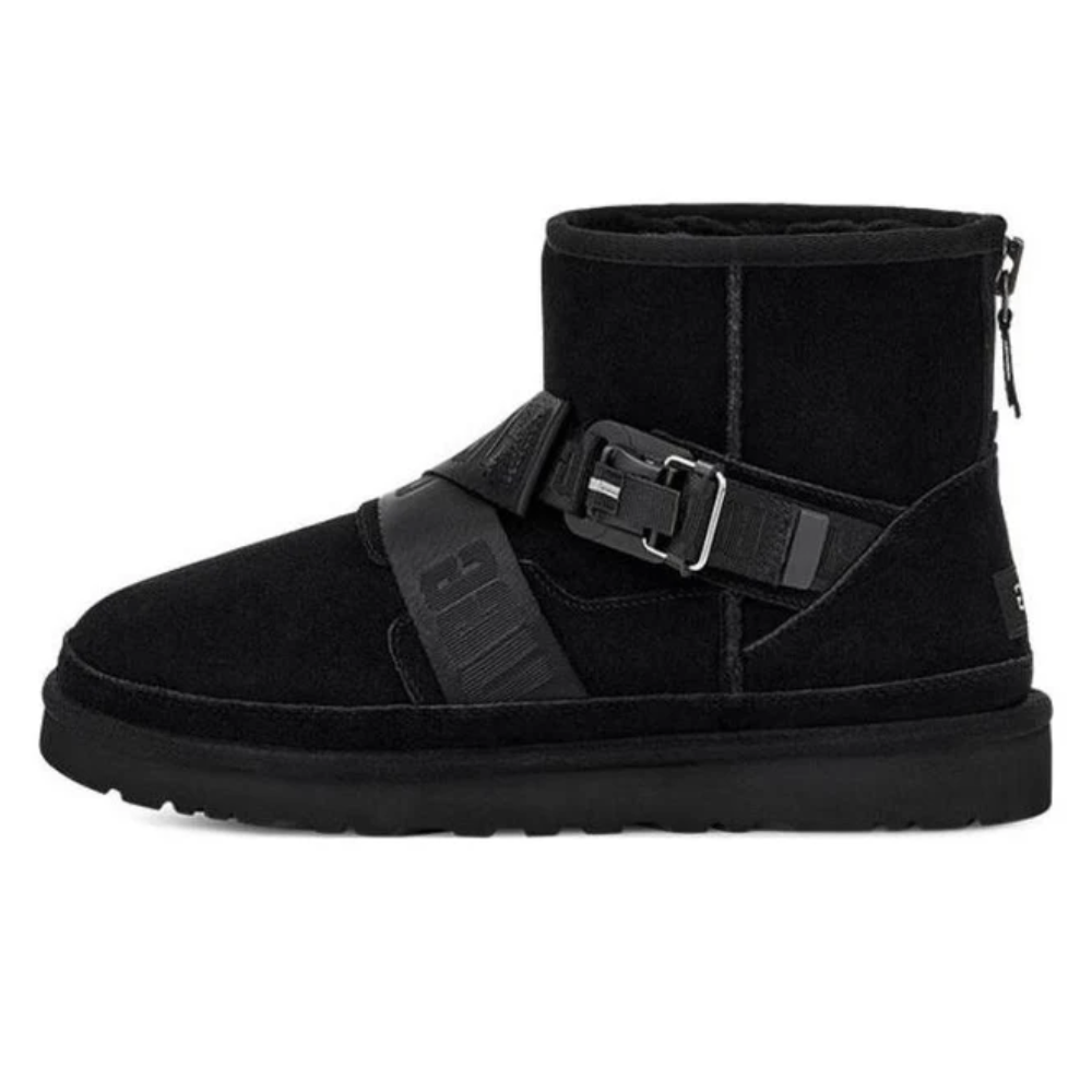 UGG Classic Mini Quickclick Black Buckle Strap Ankle Boots