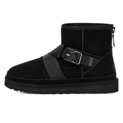 UGG Classic Mini Quickclick Black Buckle Strap Ankle Boots