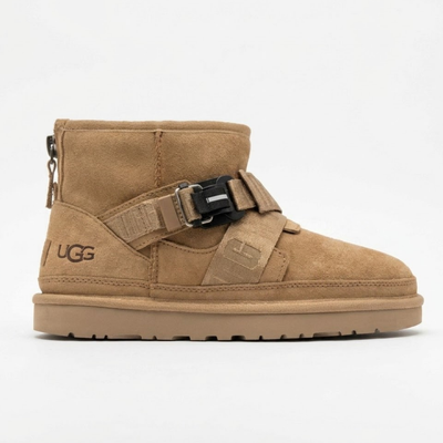 UGG Men's Classic Mini Quickclick Chestnut Buckle Strap Ankle Boots