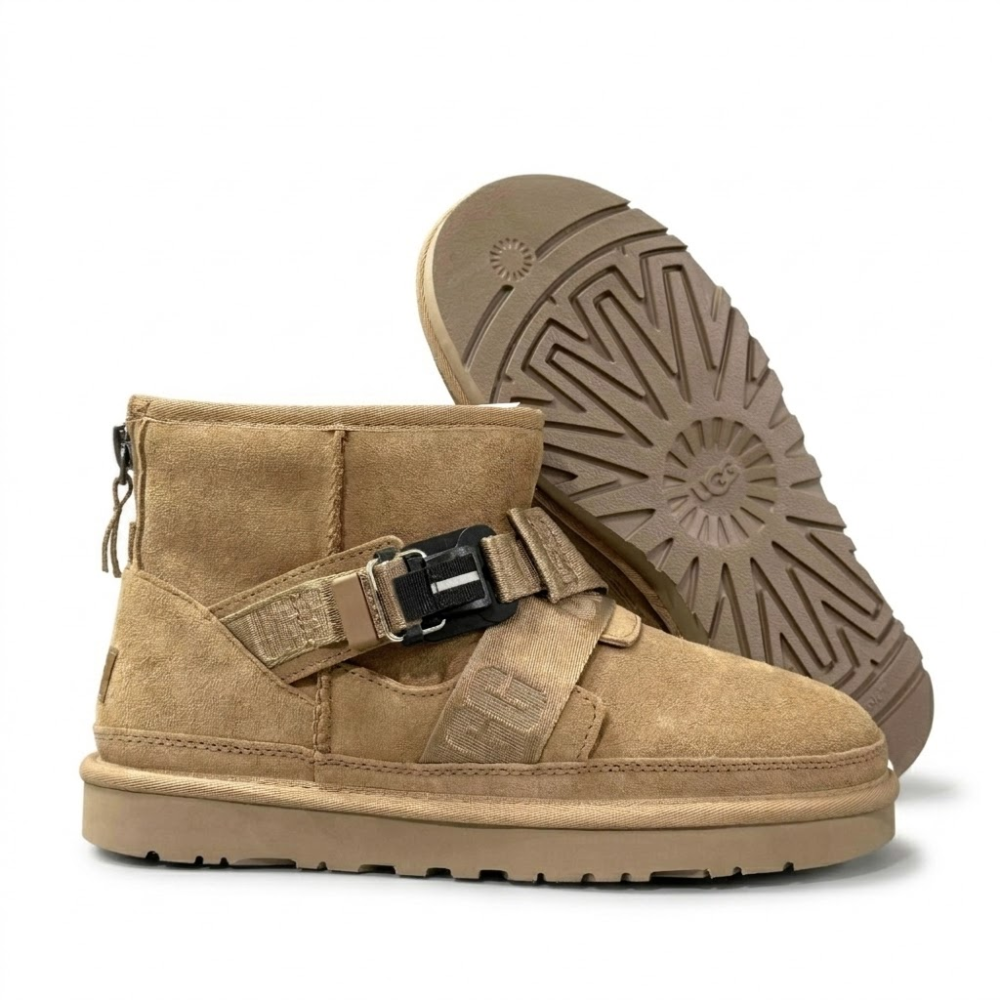 UGG Men's Classic Mini Quickclick Chestnut Buckle Strap Ankle Boots