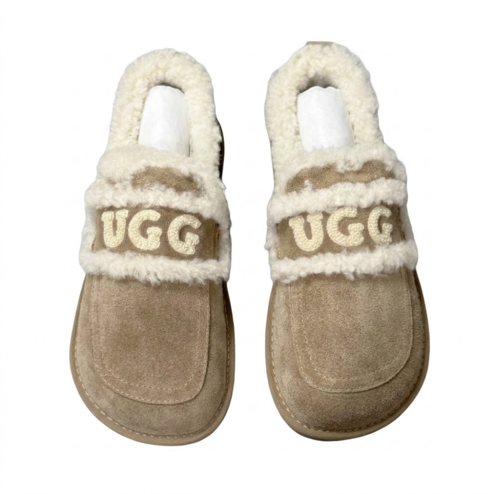 UGG Ozlana Logo Shearling Suede Loafers with Sheepskin Lining
