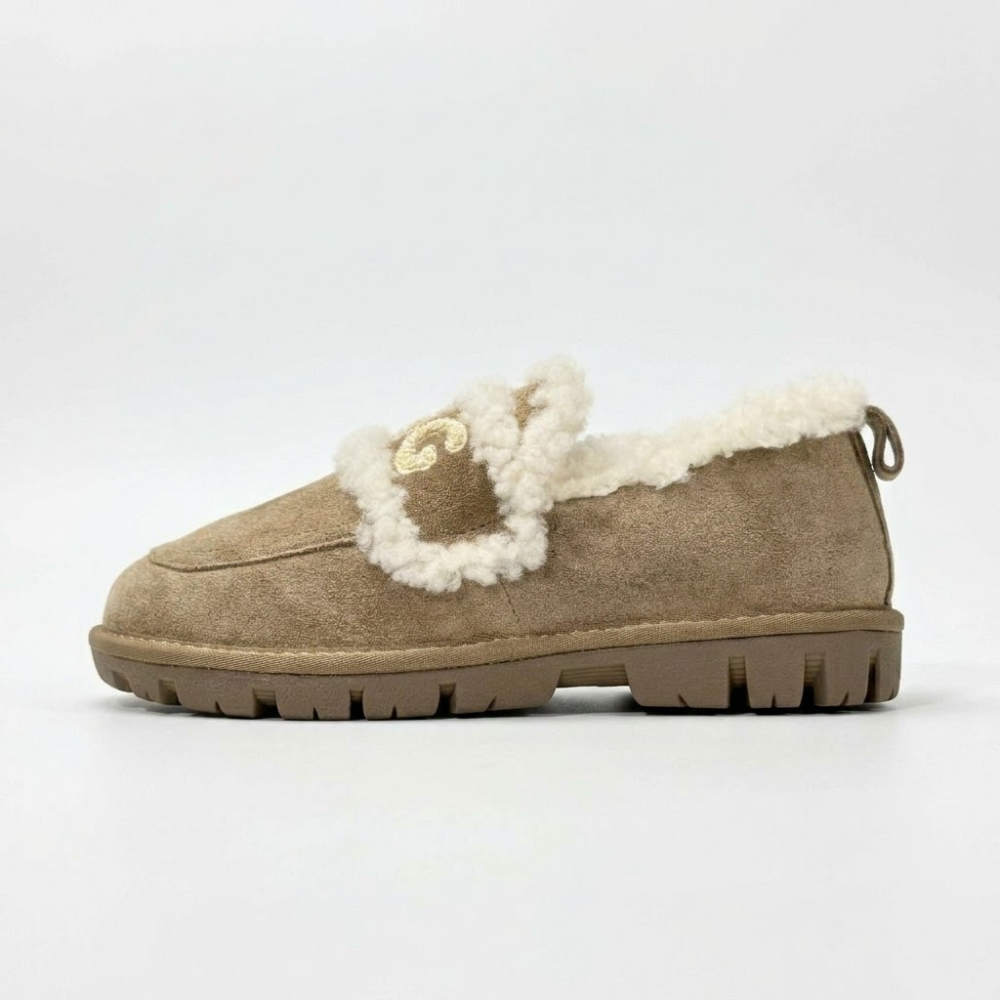UGG Ozlana Logo Shearling Suede Loafers with Sheepskin Lining