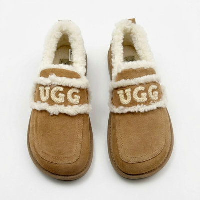 UGG Premium Chloe Fluffy Leather Slip-On Slippers