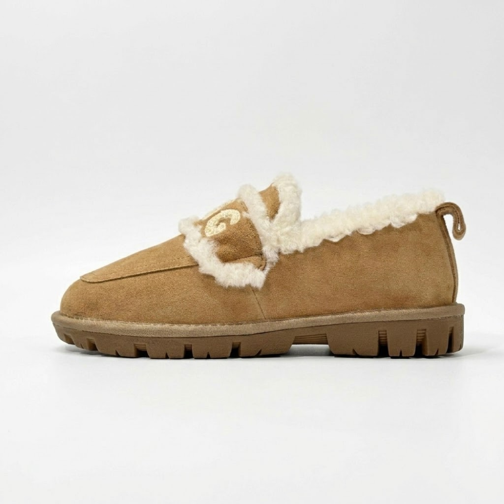 UGG Premium Chloe Fluffy Leather Slip-On Slippers