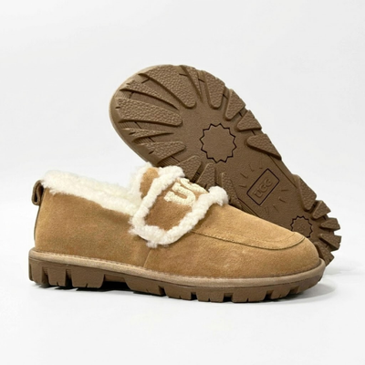 UGG Premium Chloe Fluffy Leather Slip-On Slippers
