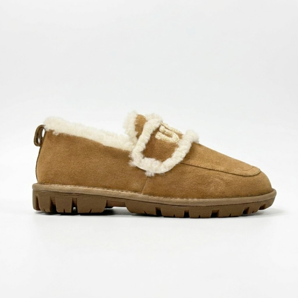 UGG Premium Chloe Fluffy Leather Slip-On Slippers