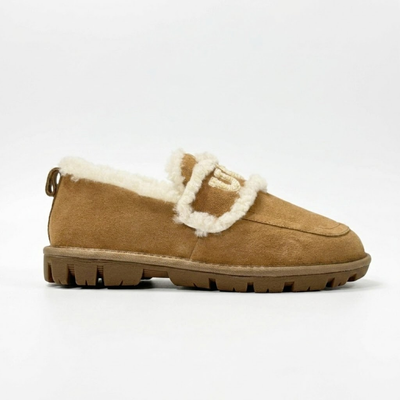 UGG Premium Chloe Fluffy Leather Slip-On Slippers
