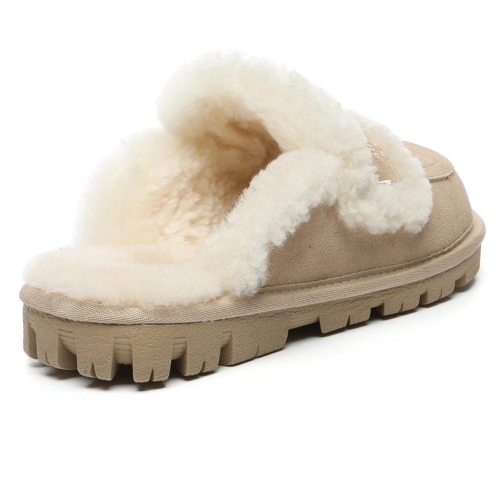 UGG Riley Suede Shearling Wool Slip-On Slippers