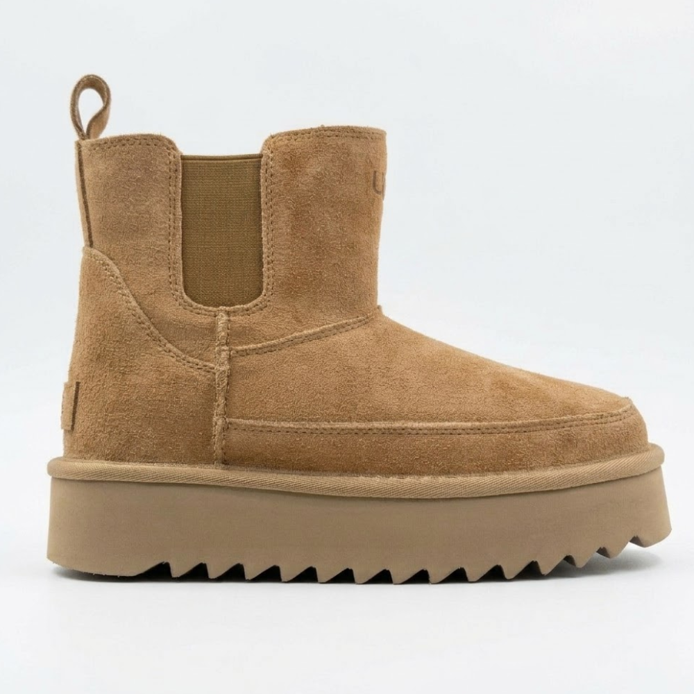 UGG Women's Classic Chelsea Platform Mini Brown Boots