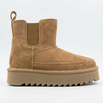 UGG Women's Classic Chelsea Platform Mini Brown Boots