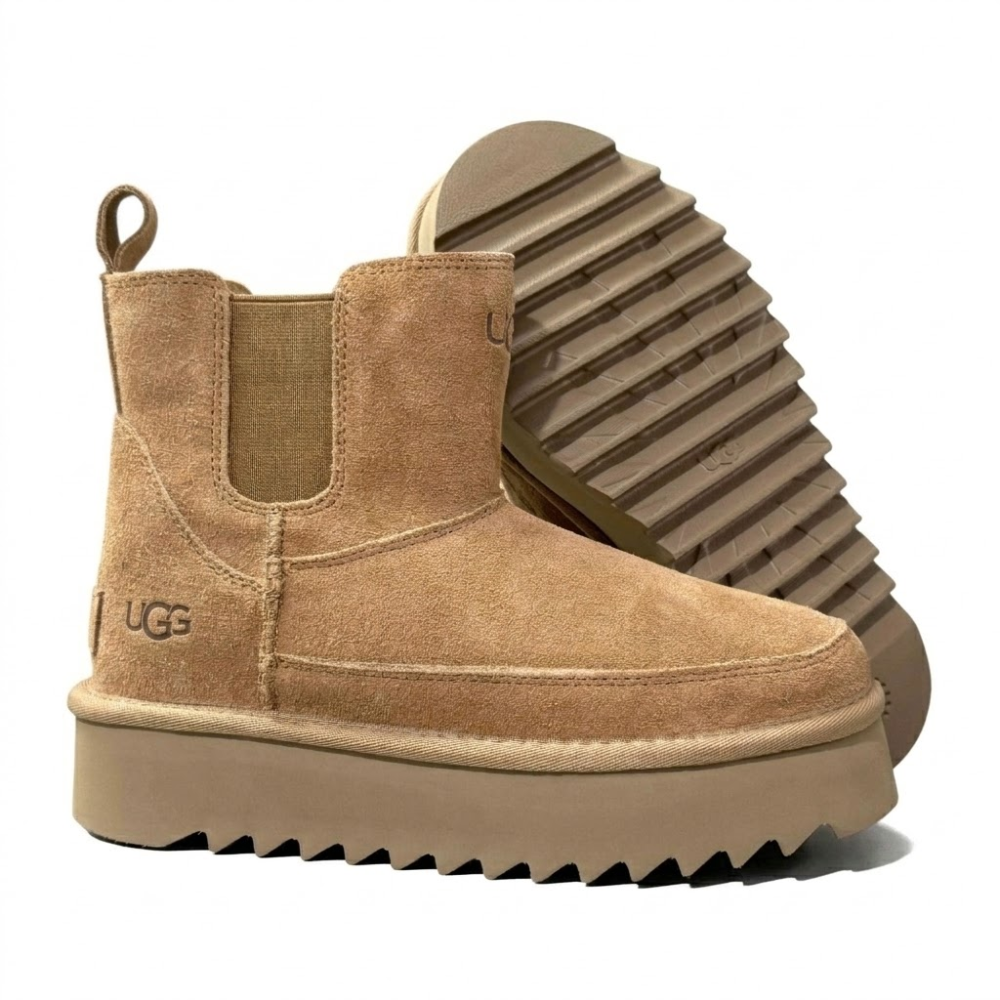 UGG Women's Classic Chelsea Platform Mini Brown Boots