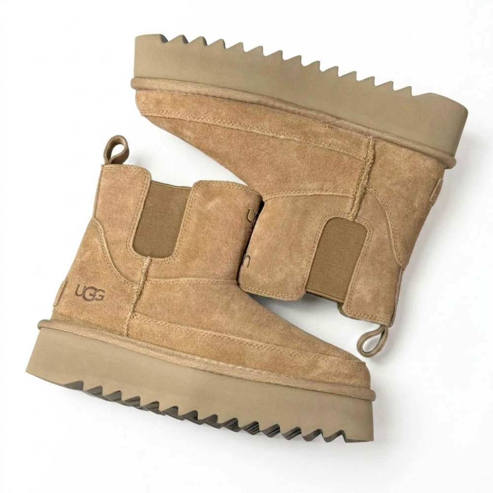 UGG Women's Classic Chelsea Platform Mini Brown Boots