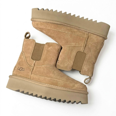 UGG Women's Classic Chelsea Platform Mini Brown Boots