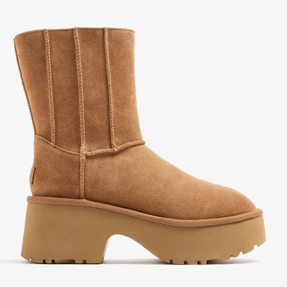 UGG Women's Classic Twin Seam New Heights Chestnut Suede Platform Boots