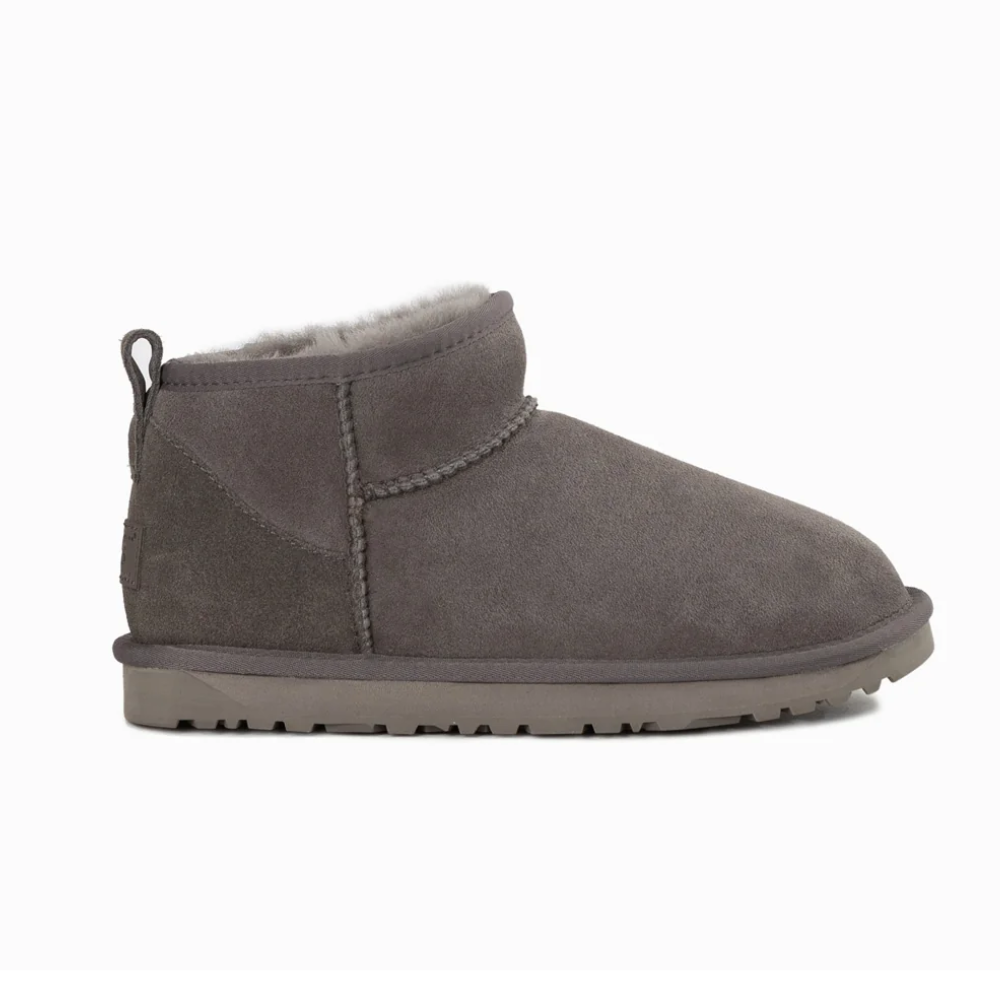 UGG Women's Classic Ultra Mini Grey Suede Ankle Boots