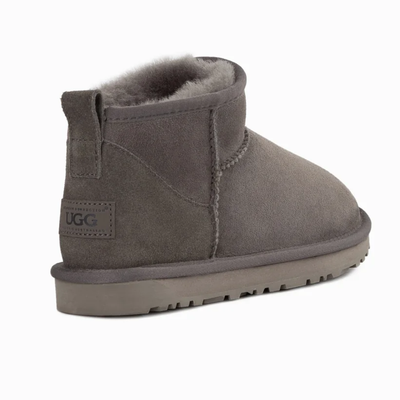UGG Women's Classic Ultra Mini Grey Suede Ankle Boots
