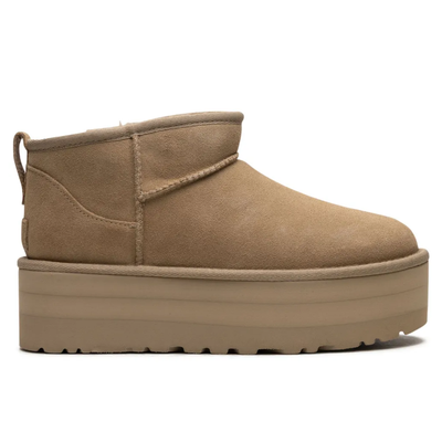 UGG Women's Classic Ultra Mini Platform Beige Ankle Boots