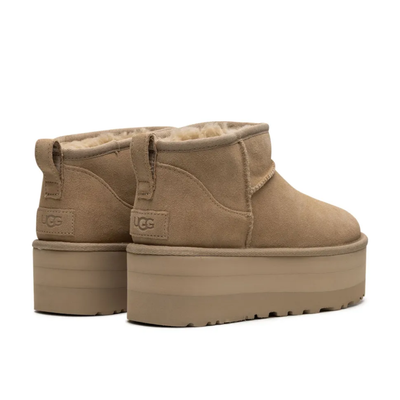 UGG Women's Classic Ultra Mini Platform Beige Ankle Boots