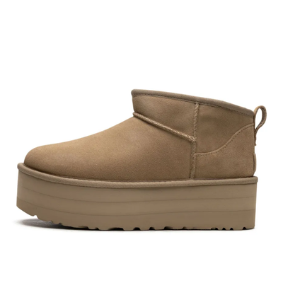 UGG Women's Classic Ultra Mini Platform Beige Ankle Boots