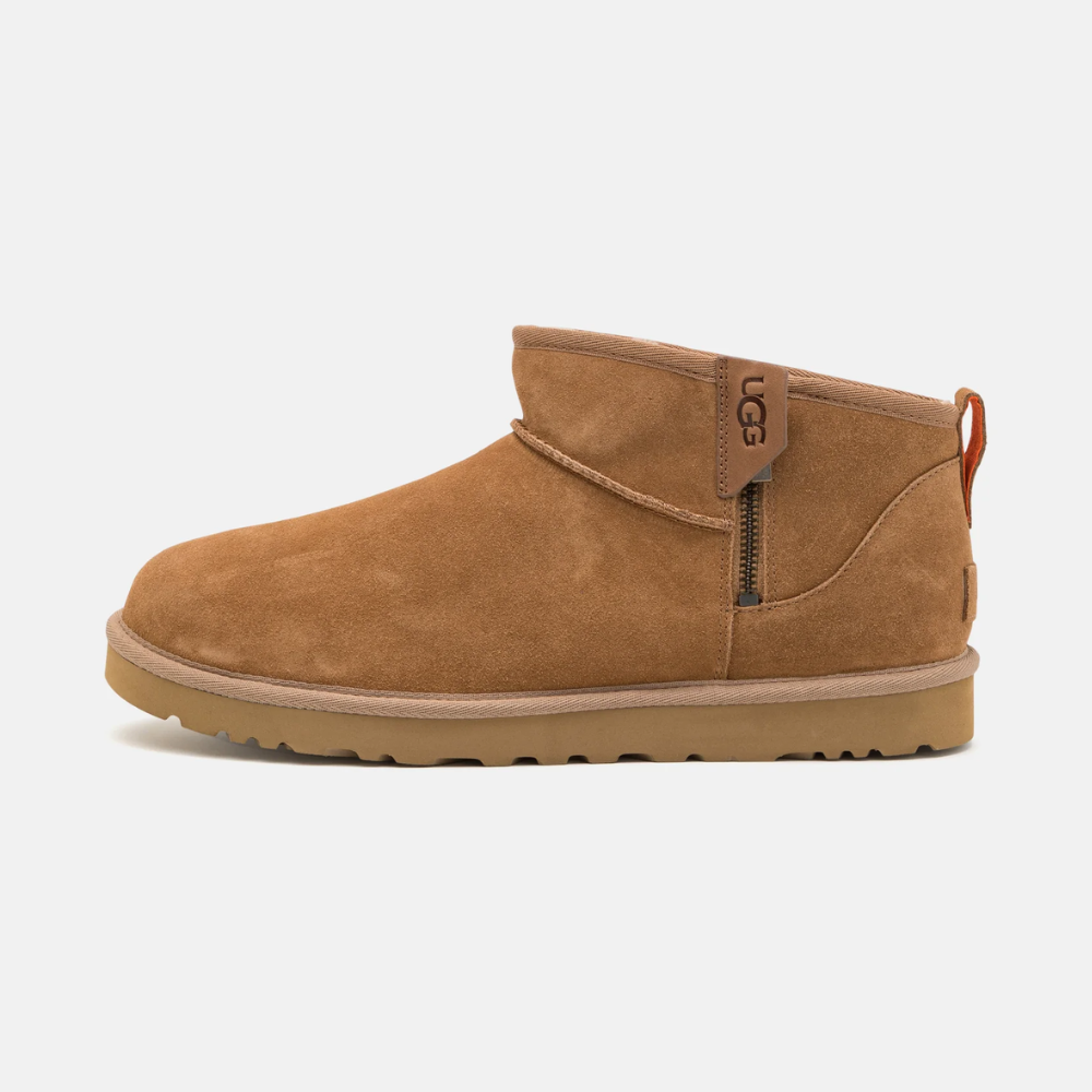 UGG Women's Classic Ultra Mini Zip Brown Ankle Boots