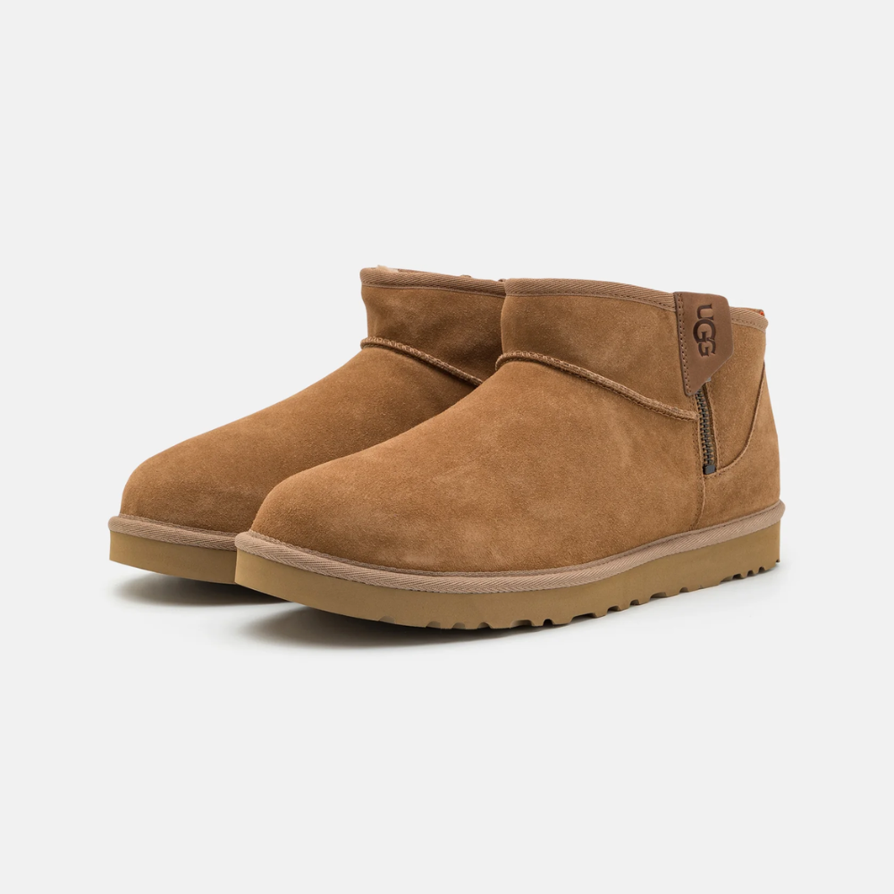 UGG Women's Classic Ultra Mini Zip Brown Ankle Boots
