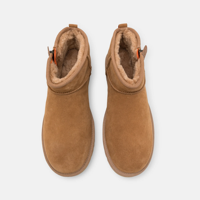 UGG Women's Classic Ultra Mini Zip Brown Ankle Boots