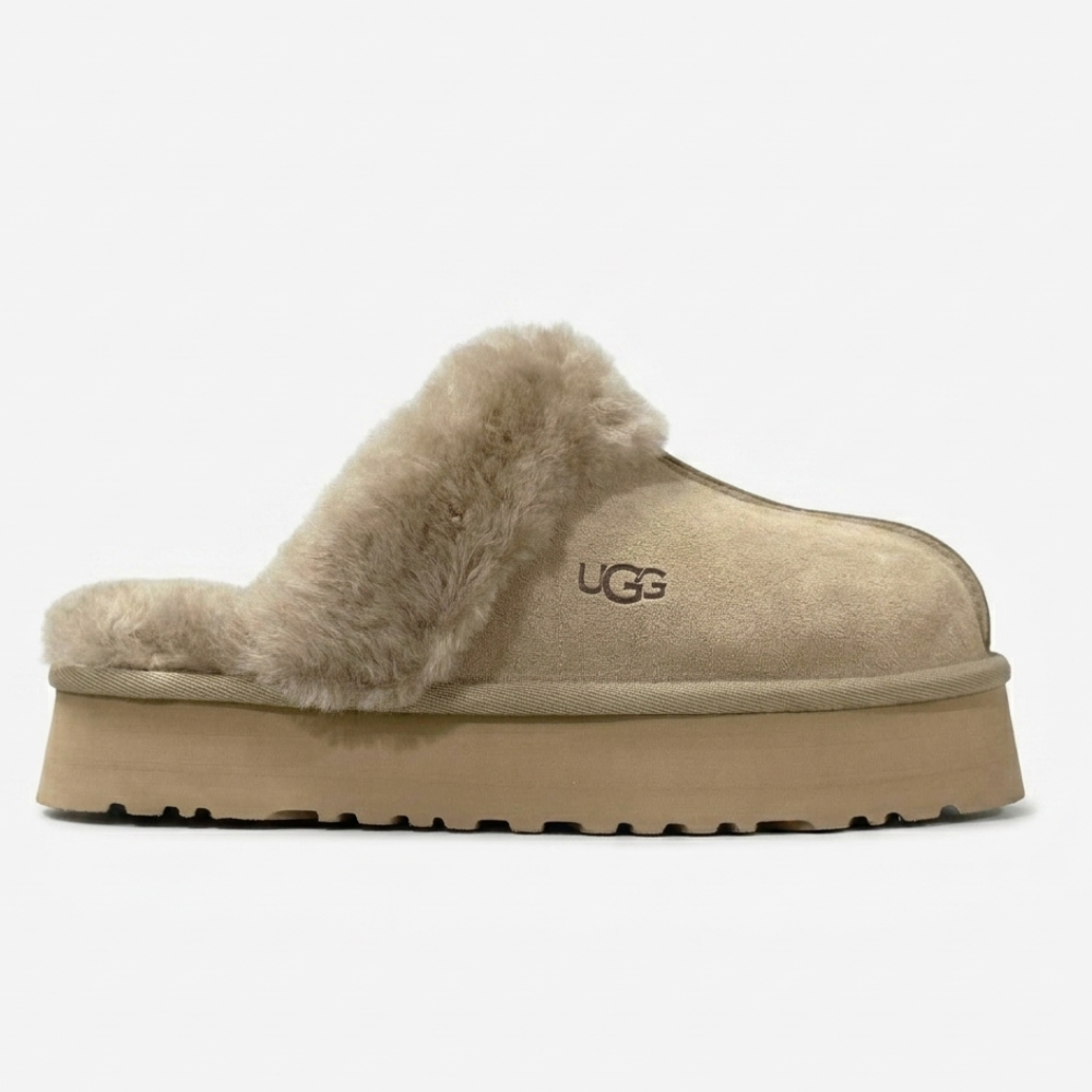 UGG Women's Disquette Beige Platform Slippers