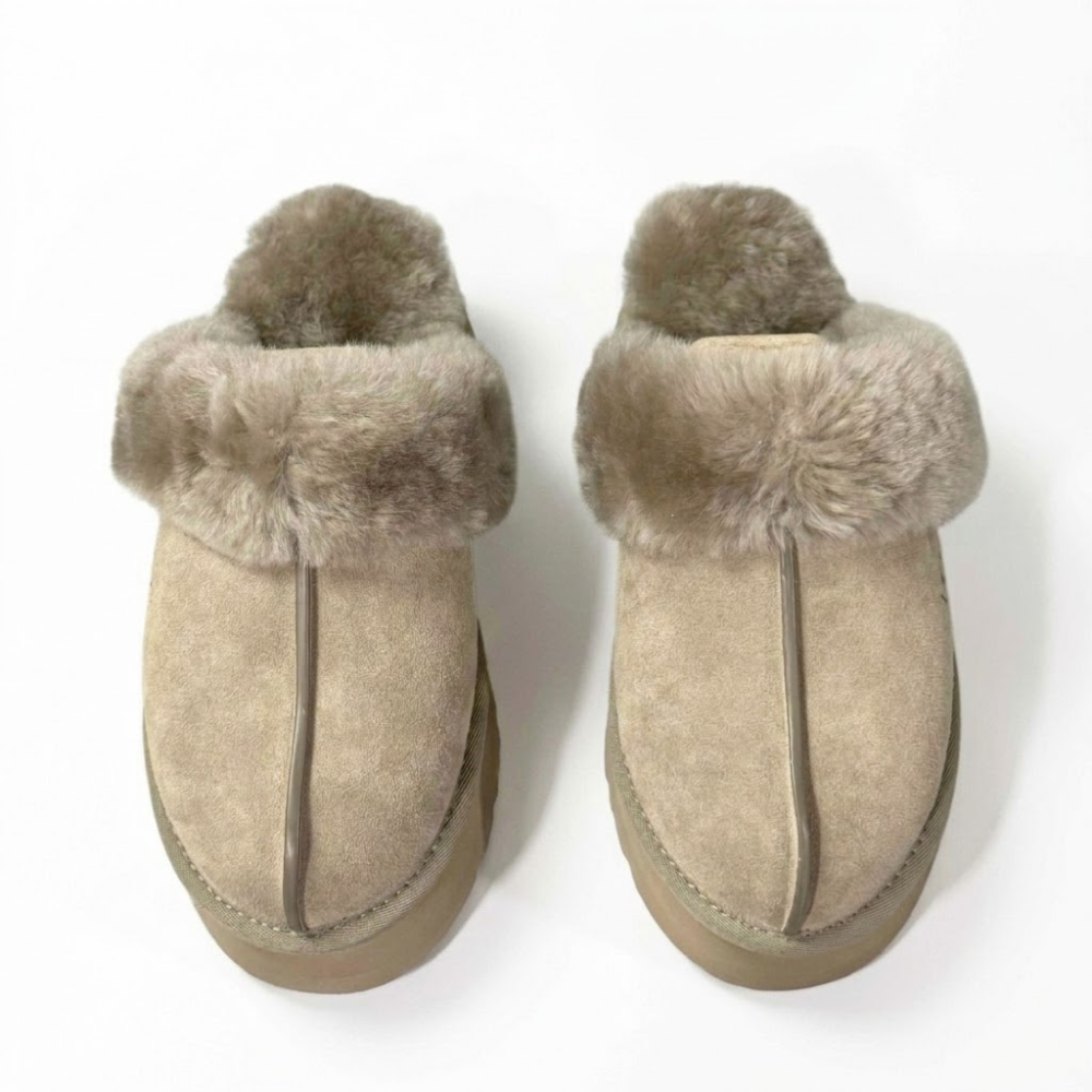UGG Women's Disquette Beige Platform Slippers