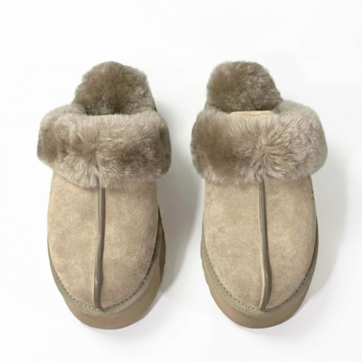 UGG Women's Disquette Beige Platform Slippers