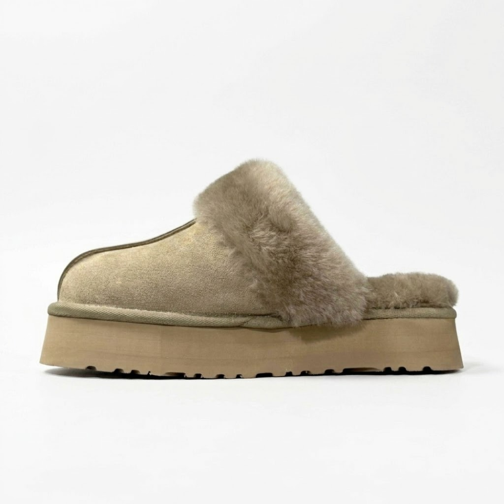 UGG Women's Disquette Beige Platform Slippers