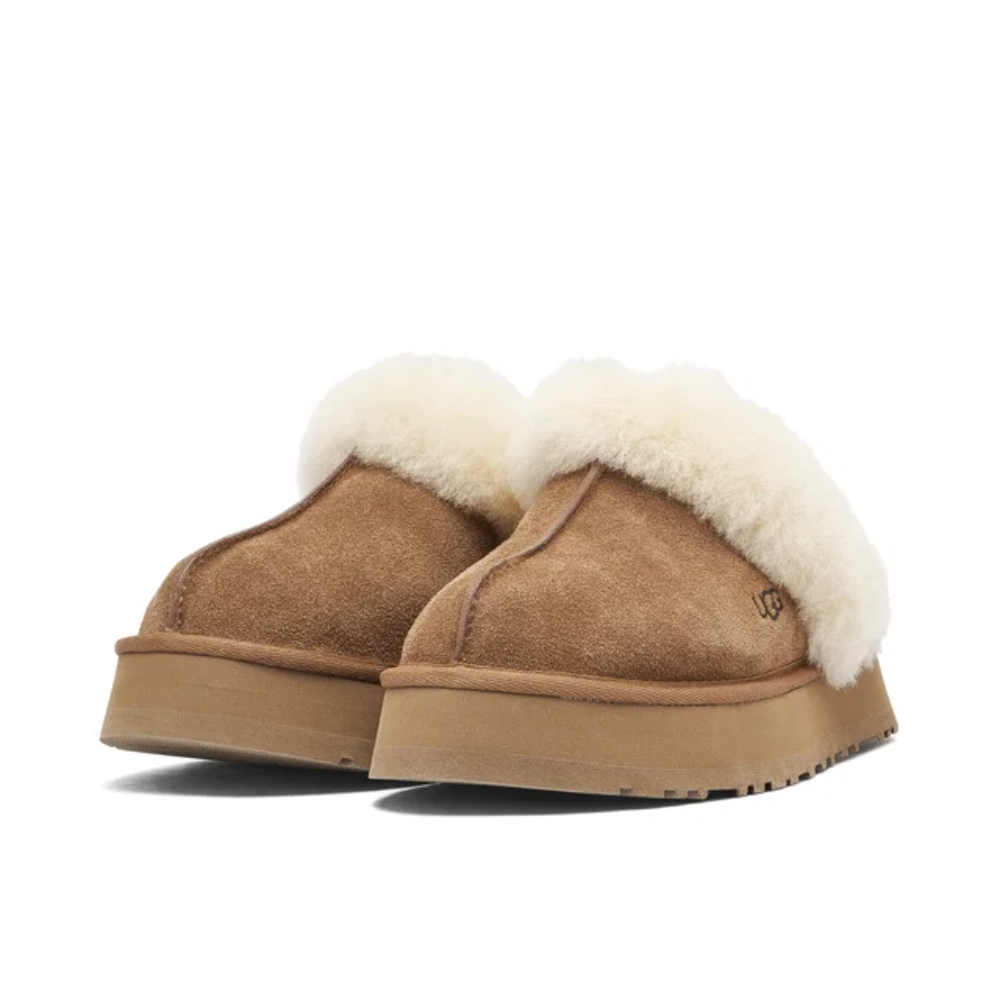 UGG Women's Disquette Brown Platform Slippers