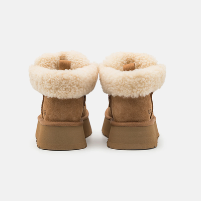 UGG Women's Funkarra Cabin Cuff Chestnut Suede Platform Ankle Boots