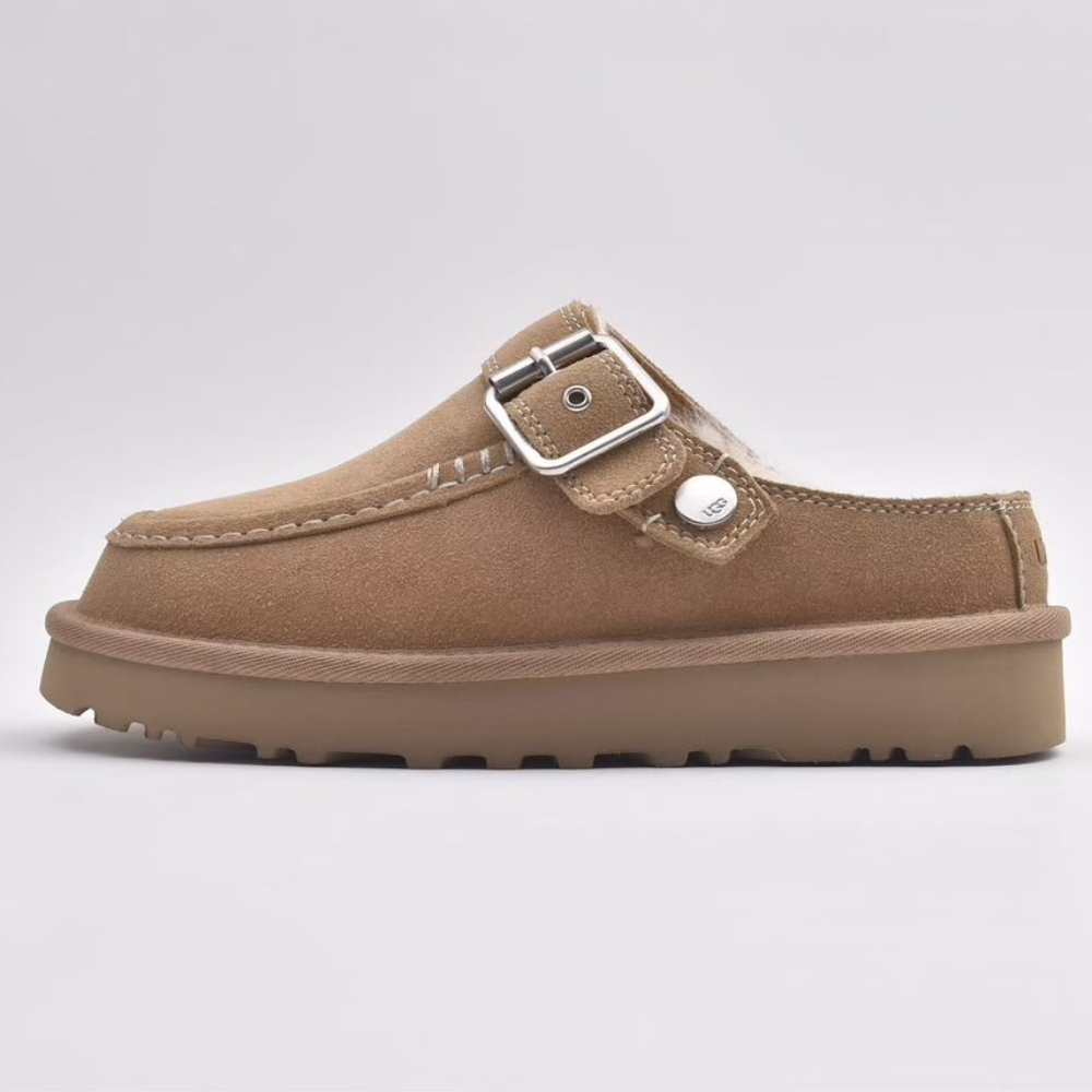 UGG Women's Goldenstar Evelina Suede Buckle Clogs