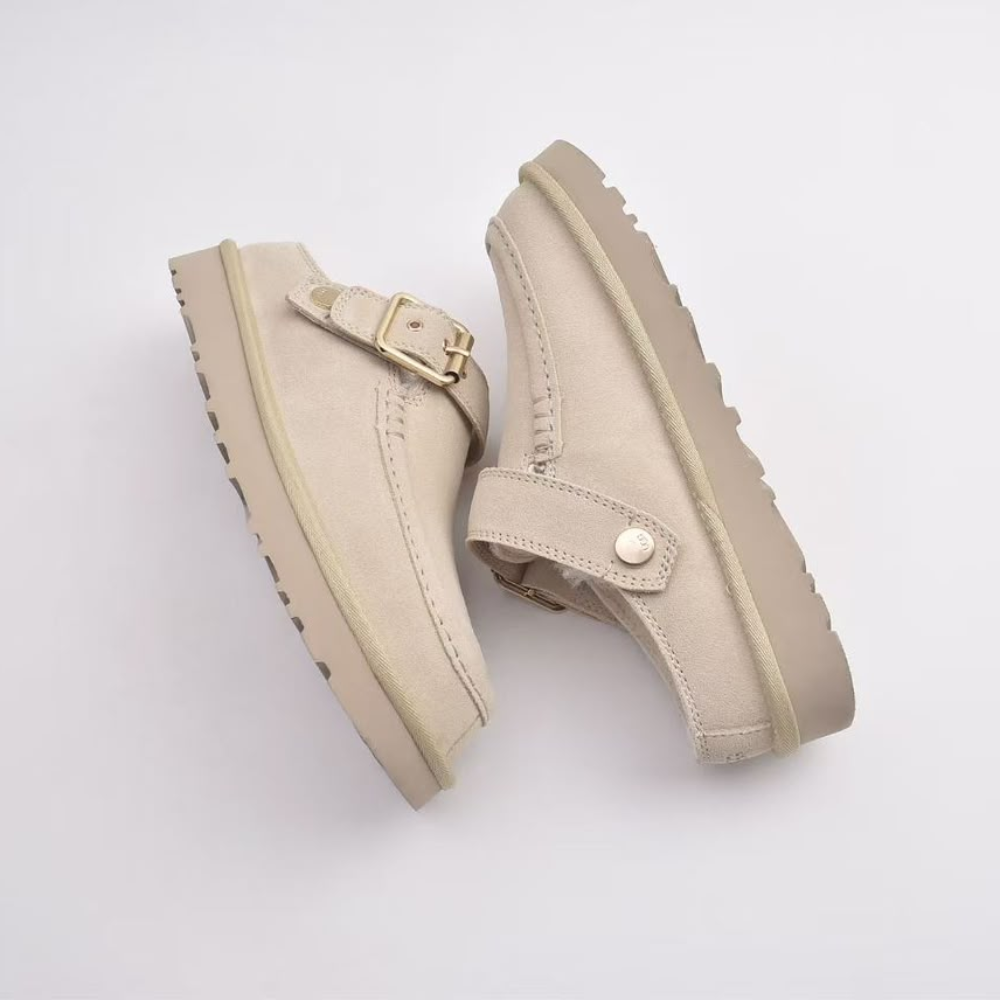UGG Women's Goldenstar Evelina Suede Buckle Clogs
