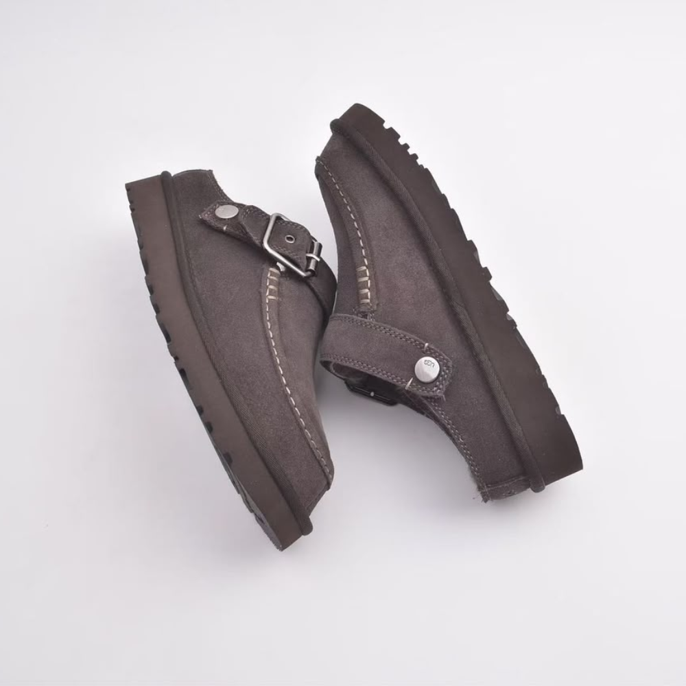 UGG Women's Goldenstar Evelina Suede Buckle Clogs
