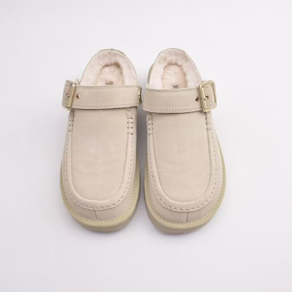 UGG Women's Goldenstar Evelina Suede Buckle Clogs